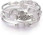FULU AUTUMN Stackable Beaded Bracelets for Women Boho Wrap Silver Bracelet Layered Fashion Jewelry Gifts for Her